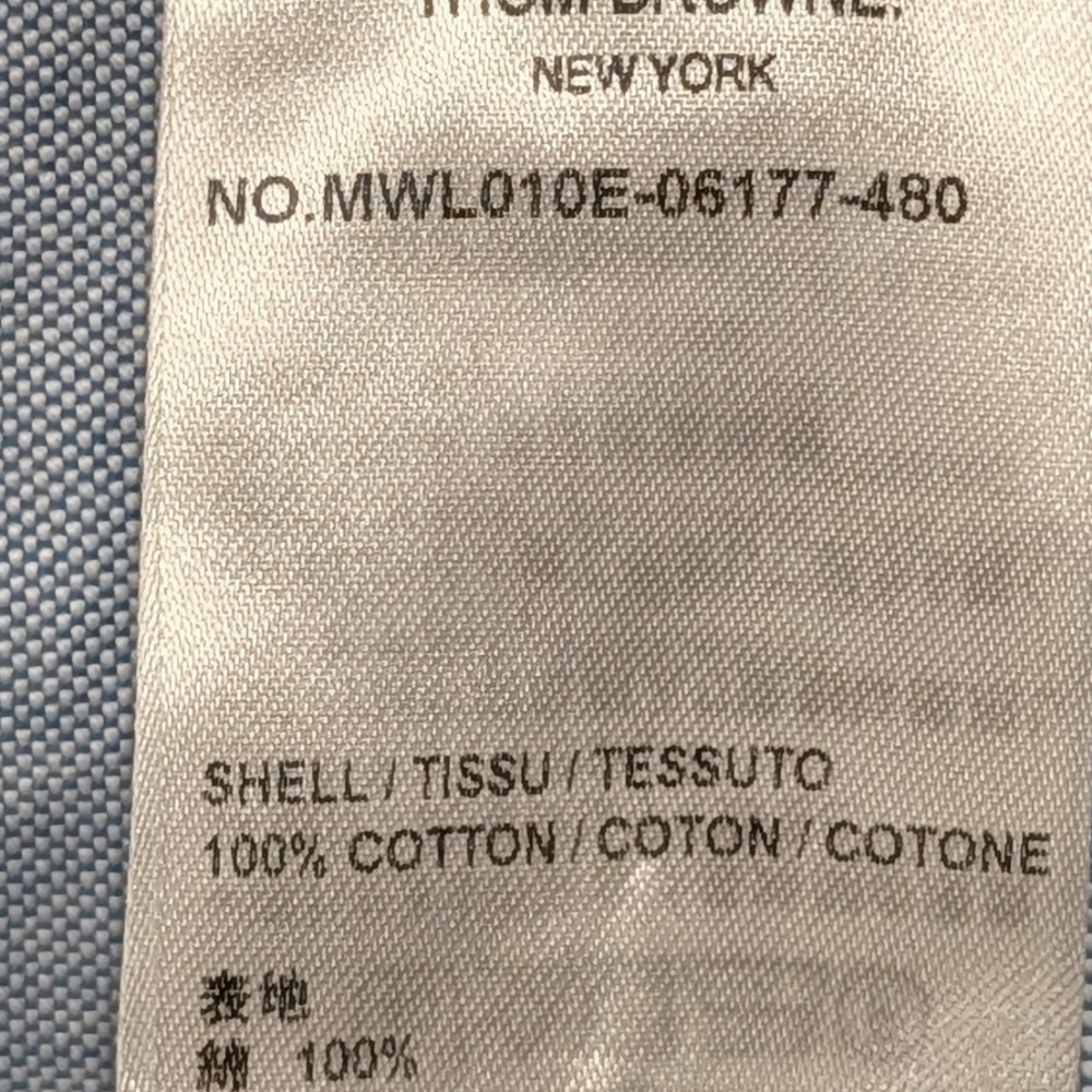 $490 Mens THOM BROWNE Classic Dress Shirt Light Blue 2 - Medium - Picture 7 of 8
